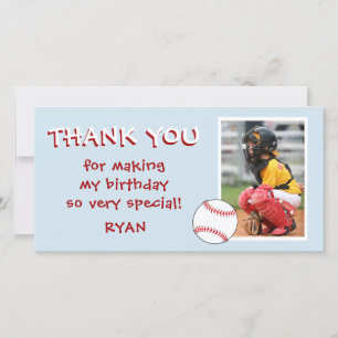 Baseball Birthday Bedankt voor je fotokaart