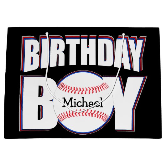 Baseball Birthday Boy Aangepaste Baseball Player N Groot Cadeauzakje (Voorkant)