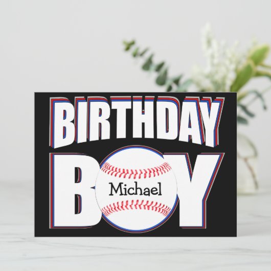 Baseball Birthday Boy Aangepaste Baseball Player N Kaart (Staand voorkant)
