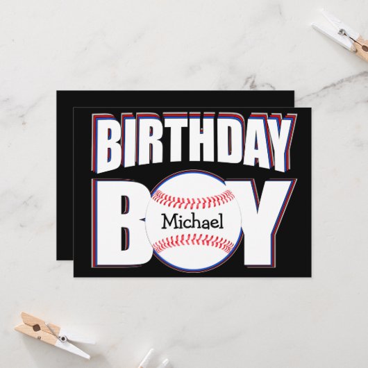Baseball Birthday Boy Aangepaste Baseball Player N Kaart (Voorkant / Achterkant in situ)