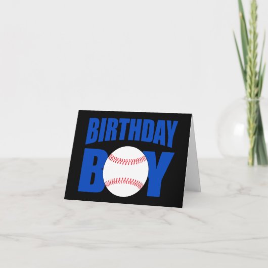 Baseball Birthday Boy Blue Baseball Kaart (Voorkant)