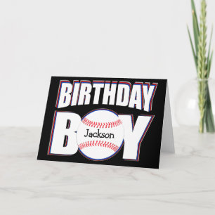 Baseball Birthday Boy Custom Player Name Sports Kaart