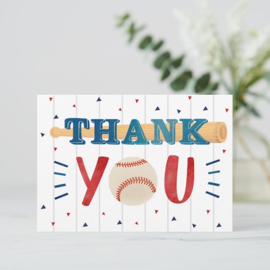 Baseball Birthday Dank je kaarten (Staand voorkant)