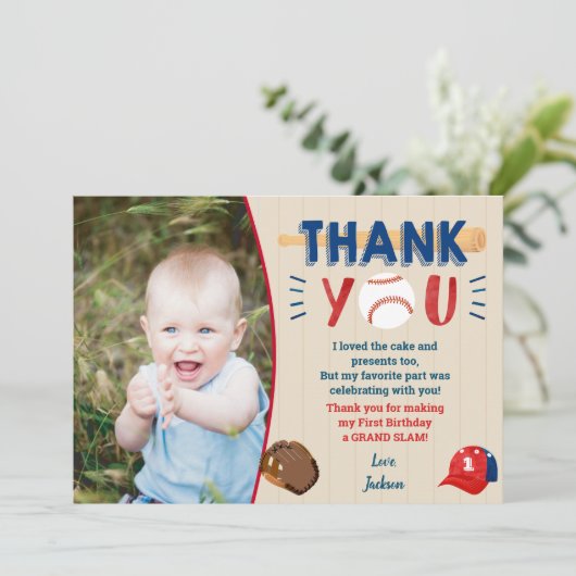 Baseball Birthday Dank je kaarten (Staand voorkant)