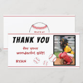 Baseball Birthday Dank je Kinder fotokaart Bedankkaart (Voorkant / Achterkant)