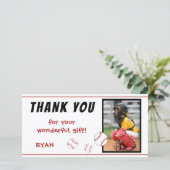 Baseball Birthday Dank je Kinder fotokaart Bedankkaart (Staand voorkant)