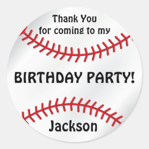 Baseball Birthday   Dank u wel Ronde Sticker