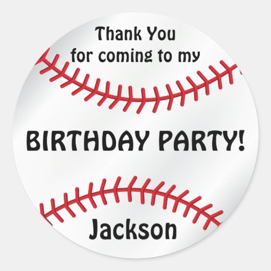 Baseball Birthday | Dank u wel Ronde Sticker (Voorkant)