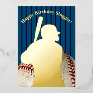 Baseball Birthday Folie Feestdagenkaart
