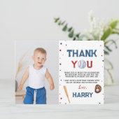 Baseball Birthday Foto: Bedankt voor je kaartje Ba (Staand voorkant)