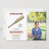 Baseball Birthday Invitatie met foto Kaart (Voorkant)