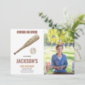 Baseball Birthday Invitatie met foto Kaart (Staand voorkant)