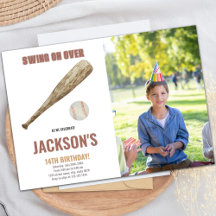 Baseball Birthday Invitatie met foto