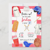 Baseball Birthday Invitation, Baseball Invitation Kaart (Voorkant)