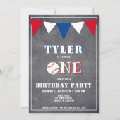Baseball Birthday Invitation Boy 1st Birthday Kaart (Voorkant)