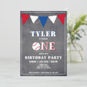 Baseball Birthday Invitation Boy 1st Birthday Kaart (Staand voorkant)