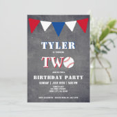 Baseball Birthday Invitation Boy 2e verjaardag Kaart (Staand voorkant)