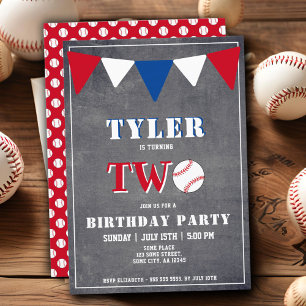 Baseball Birthday Invitation Boy 2e verjaardag Kaart