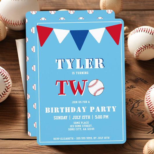 Baseball Birthday Invitation Boy 2e verjaardag Kaart