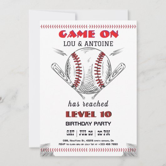 Baseball Birthday Invitation Kaart (Voorkant)