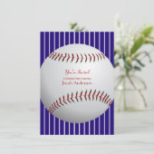 Baseball Birthday Invites (blauwe strepen) Kaart (Staand voorkant)