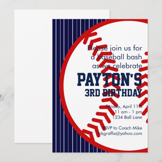 Baseball Birthday Kaart (Voorkant / Achterkant)