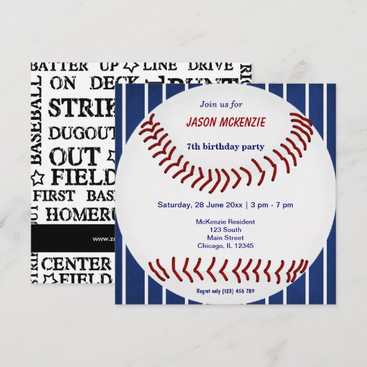 Baseball Birthday Kaart (Voorkant / Achterkant)