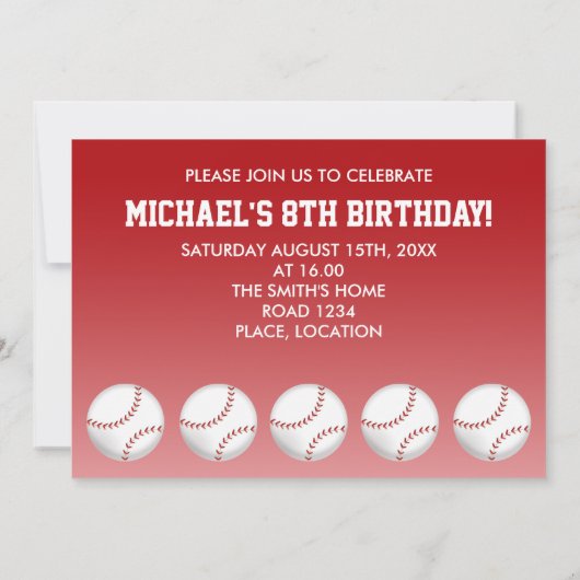Baseball Birthday Kaart (Achterkant)