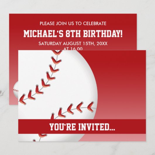 Baseball Birthday Kaart (Voorkant / Achterkant)