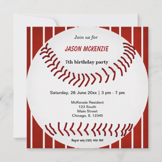 Baseball Birthday Kaart (Voorkant)