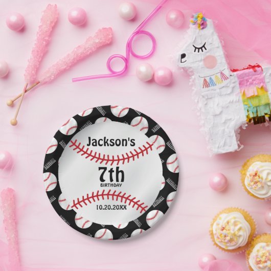 *Baseball Birthday-ontwerp | Personaliseren Papieren Bordje (Feest)