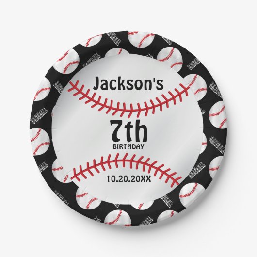 *Baseball Birthday-ontwerp | Personaliseren Papieren Bordje (Voorkant)