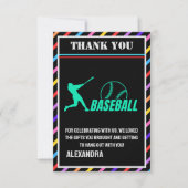 Baseball Birthday Party, Baseball Girl Player  Bedankkaart (Voorkant)