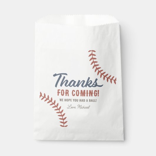 Baseball Birthday Party Bedankzakje (Voorkant)