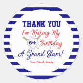 Baseball Birthday Party Blue en Red Round Sticker (Voorkant)