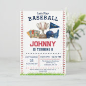 Baseball Birthday Party Invitation Kaart (Staand voorkant)