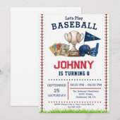 Baseball Birthday Party Invitation Kaart (Voorkant / Achterkant)