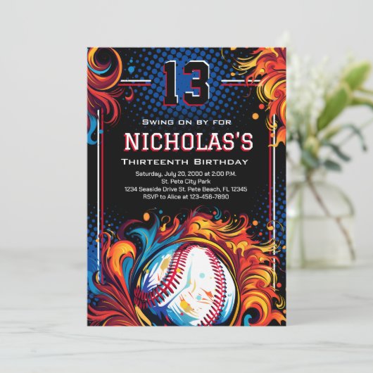 Baseball Birthday Party Kaart (Staand voorkant)