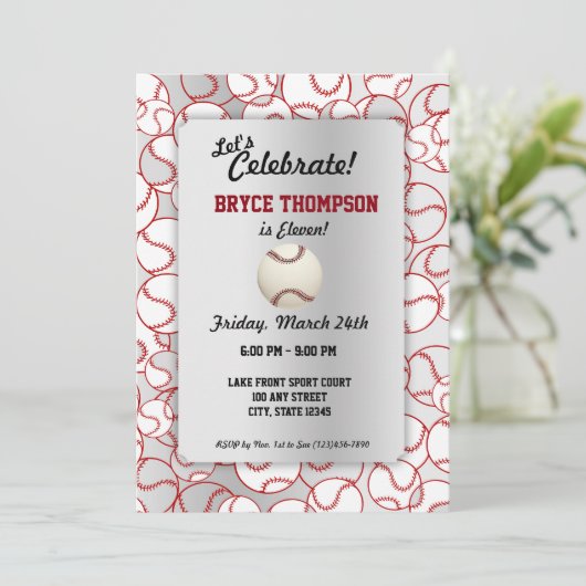 Baseball Birthday Party Kaart (Staand voorkant)