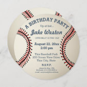 Baseball Birthday Party Kaart (Voorkant / Achterkant)