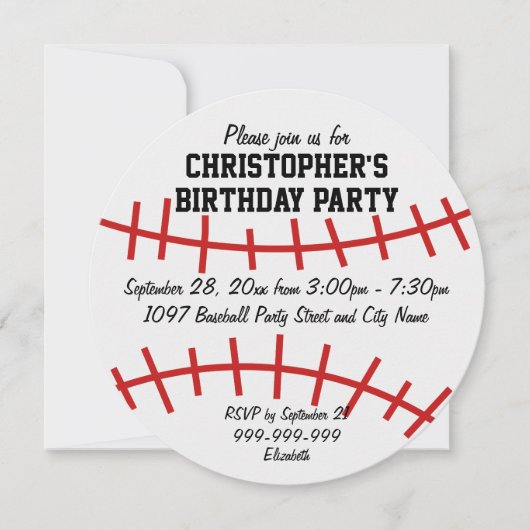 Baseball Birthday Party Kaart (Voorkant)