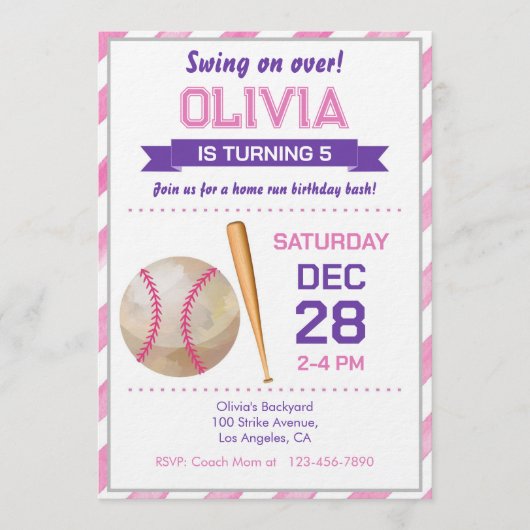 Baseball Birthday Party Kaart (Voorkant)