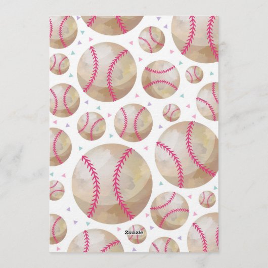 Baseball Birthday Party Kaart (Achterkant)