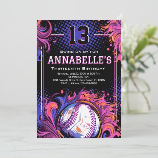 Baseball Birthday Party Kaart (Staand voorkant)