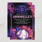 Baseball Birthday Party Kaart (Voorkant / Achterkant)