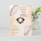 Baseball Birthday Party Kaart (Staand voorkant)