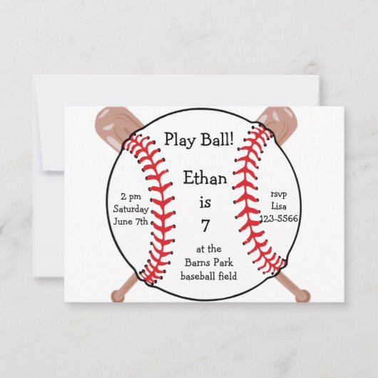 Baseball Birthday Party of Baseball Game Invites Kaart (Voorkant)