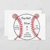 Baseball Birthday Party of Baseball Game Invites Kaart (Voorkant / Achterkant)