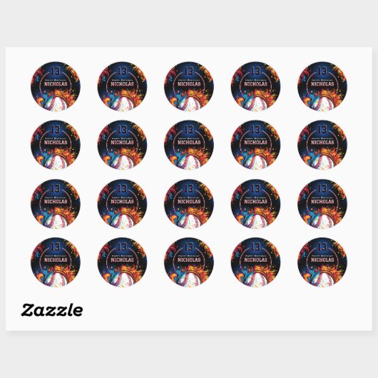 Baseball Birthday Party Ronde Sticker (Vel)