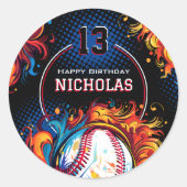 Baseball Birthday Party Ronde Sticker (Voorkant)